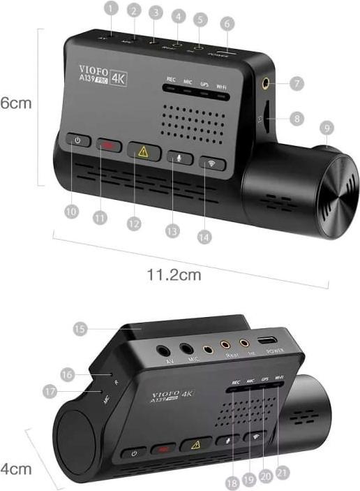 Actual product image Viofo A139 Pro (GPS receiver, Night vision, Wi-Fi, Built-in microphone, 4K)