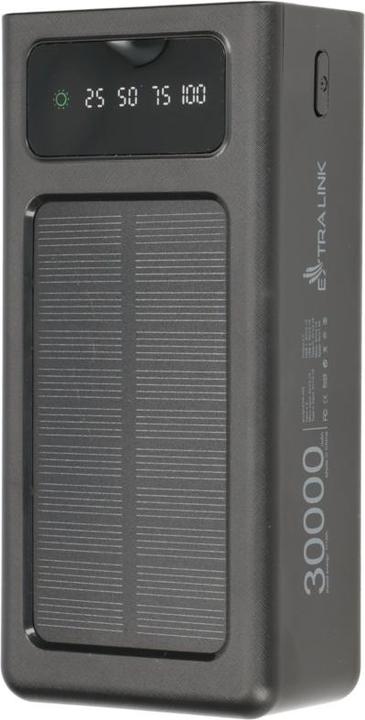 Image du produit Extralink EPB-093 30000mAh Czarny | Banque de puissance | Banque de puissance solaire, USB-C (30000 mAh, 10 W, 111 Wh)