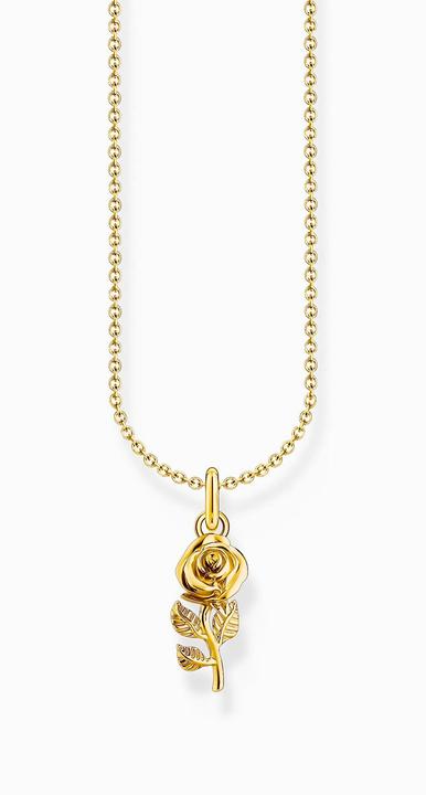 Actual product image Thomas Sabo Gold-plated chain with rose pendant (925 silver, 750 yellow gold gilding, 38 - 45 cm)