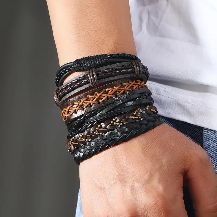 Produktbild Cbx 36 Stück Leder Armbänder Mix Styles Grösse verstellbar, handgemachte Armbänder (Kunstleder, Holz und Baumwolle)