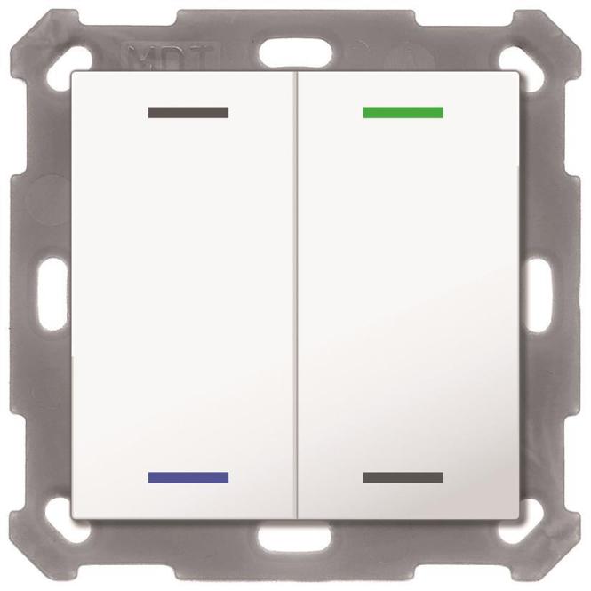 Produktbild MDT BE-TAL55T2.01 Taster Light 55 2fach RGB-W Temp.sensor Reinweiss gl. Neutral