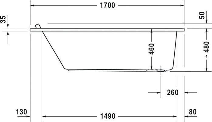Immagine prodotto Duravit Vasca rettangolare STARCK 1 inclinazione posteriore 1700x750mm bianco (240 l, 170 cm, 75 cm)