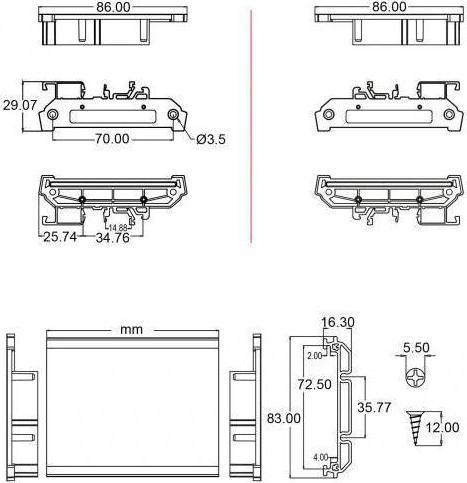Image du produit Delock Platine Din-RAIL support de partie latérale, 4 pièces (G)