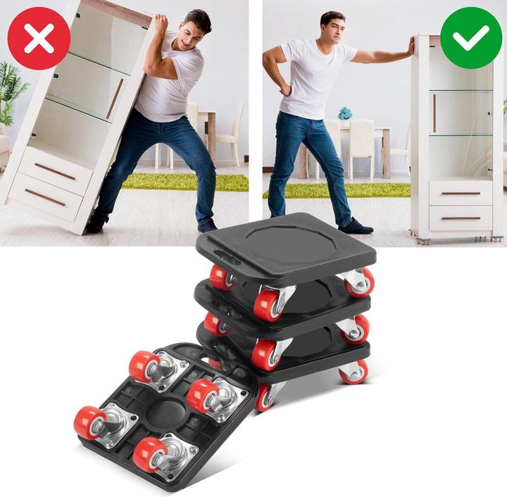 Immagine prodotto Stahlwerk Set per il trasporto di mobili 4 rulli di trasporto e 1 pratico sollevatore di mobili (400 kg)