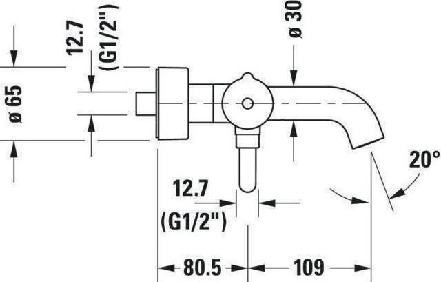 Actual product image Duravit Single lever bath mixer C.1 exposed chrome
