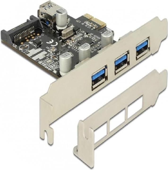 Produktbild Delock PCIe USB 3.0 3x extern 1x intern LP SATA Power VIA
