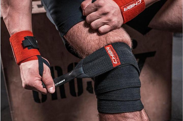 Actual product image Chiba Knee Bandage Black Line (One size)