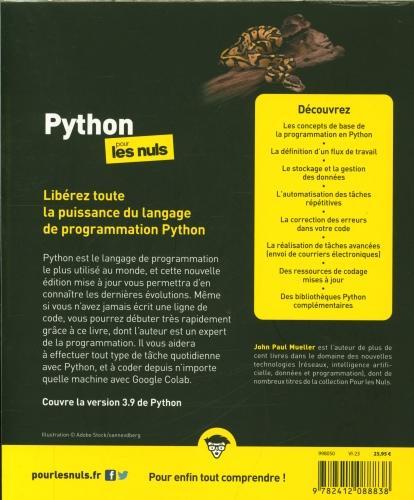 Image du produit Python pour les nuls (Français, Mueller John Paul, 2023)