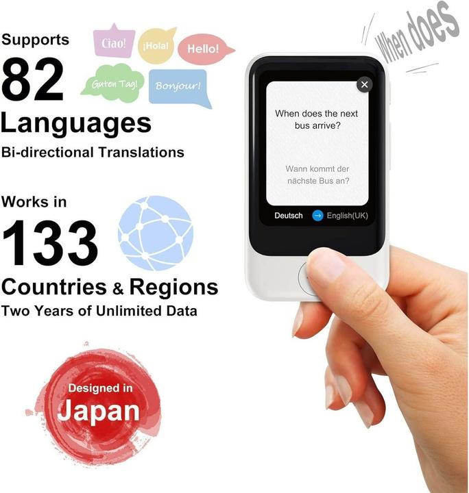 Actual product image Pocketalk Übersetzer S2 Plus Weiss