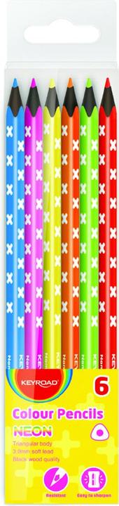 Immagine prodotto Keyroad Pastelli a matita, triangolari, legno nero, neon, 6 pezzi, ciondolo, vari colori (6 x)