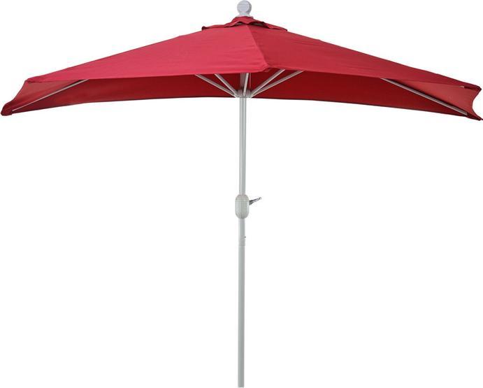 Produktbild Swisshandel24 Sonnenschirm halbrund, Halbschirm Balkonschirm, UV 50+ Polyester/Alu 3kg, 300cm bordeaux ohne Stände (2.85 m)