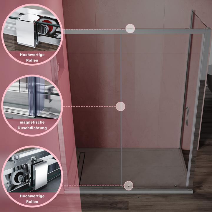 Image du produit SONNI 140x80cm cabine de douche porte coulissante cabine de douche cabine de douche (140 cm, 170 cm, 185 cm)