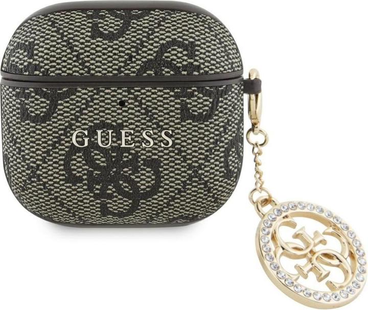 Guess 4G Strass Charm Cover für Apple Airpods 4 - brown (Kopfhörer Hülle)