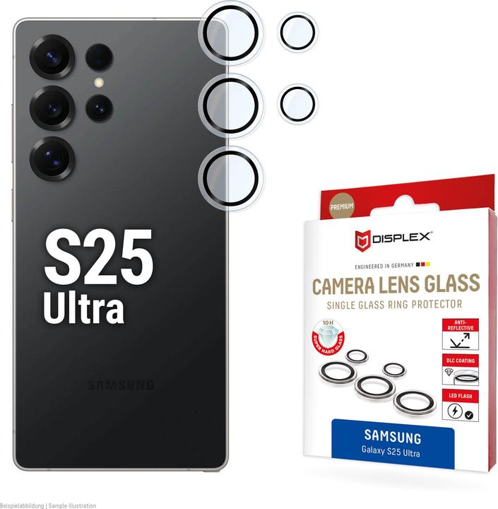 Immagine prodotto Displex Premium Camera Lens Glass, Kamera Schutzglas, Einzelringe (1 Pezzo/i, Samsung Galaxy S25 Ultra)