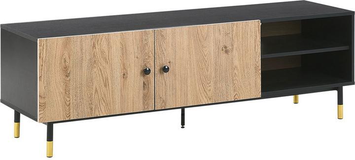 Actual product image Beliani TV cabinet black with light-coloured wood ABILEN (150 x 40 x 48 cm)