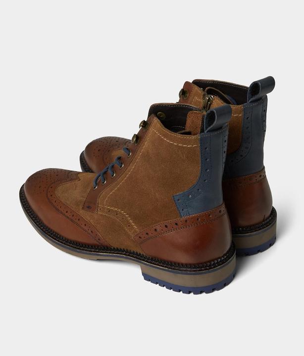 Produktbild Joe Browns Mixed Suede and Leather Tan Brogue Ankle Boots (43)