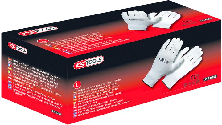 Actual product image KS Tools Micro fine-knit gloves-white, 9, 12 pairs (9)