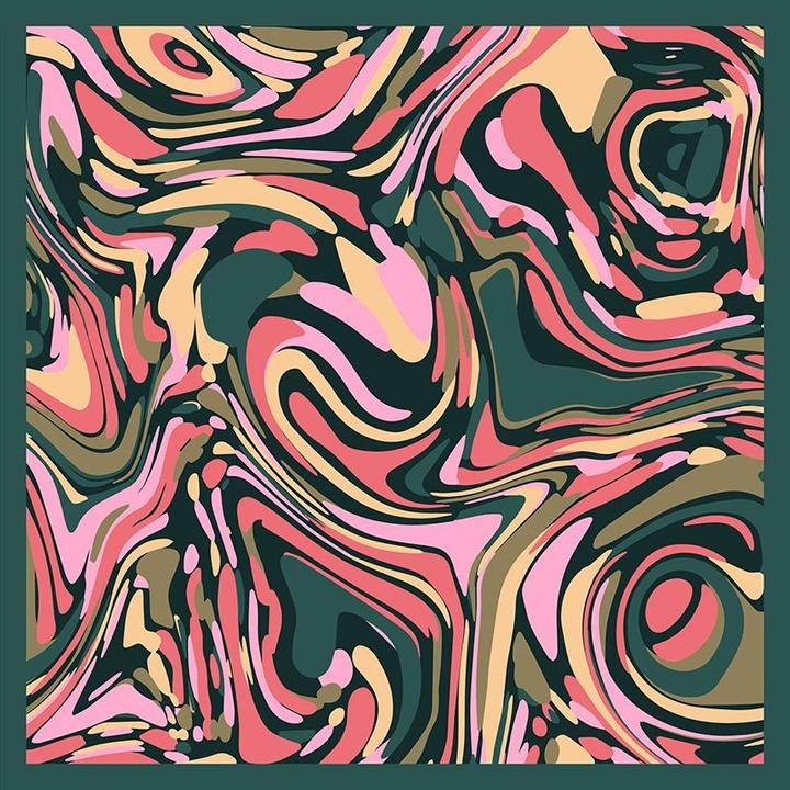 Actual product image Changemaker Seidenfoulard Fluid Confetti 100%Seide 90x90cm grün/olive/pin