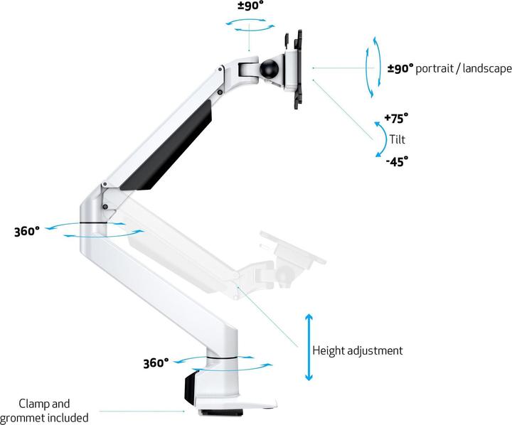 Image du produit Multibrackets Bras de moniteur simple blanc (Tables, 32")