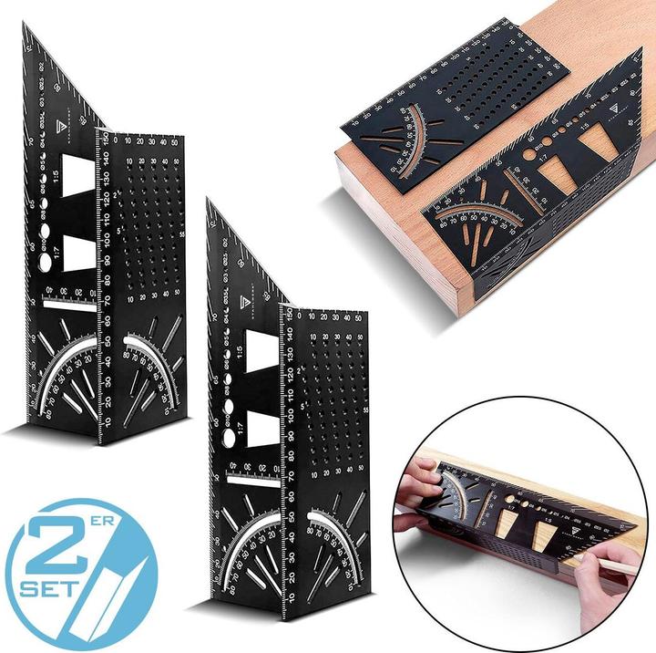 Actual product image Stahlwerk Set of 2 mitre angle ruler with stop and drilling jig 3D angle mitre gauge