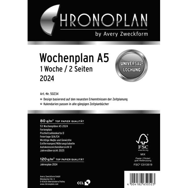 Immagine prodotto Chronoplan CHRONOPLA Ersatz Jahresplan DE 2024 50234Z.24 A5, 1W/2S (A5, Tedesco)