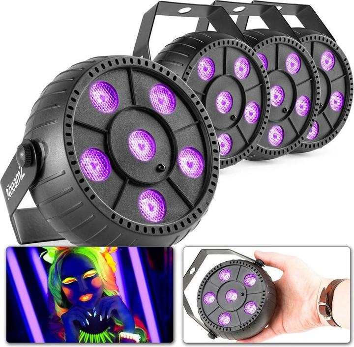 BeamZ Blacklight - PLP14 - Set von 4 Blacklight Spots mit gebauten Batterie und 6 LEDs (LED)