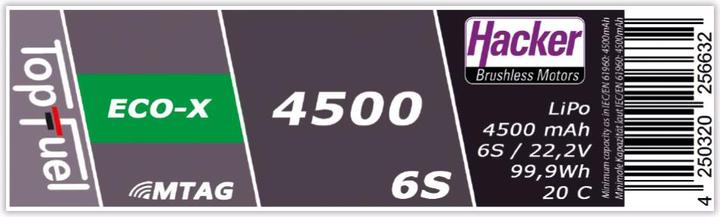 Image du produit Hacker Pack LiPo TF ECO-X 4500mAh 6S MTAG (22.20 V, 4500 mAh)
