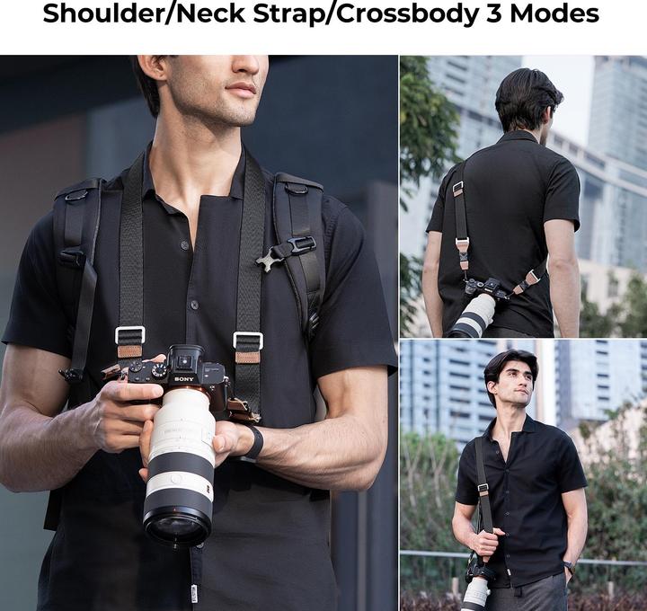 Actual product image K&F Concept 32mm WidthNeck Strap Urban Wander 01 (Black) (Shoulder strap)