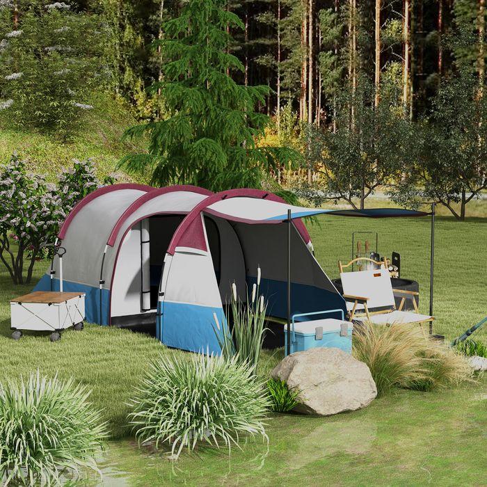 Produktbild Swisshandel24 Campingzelt, Tunnelzelt für 3 Personen, mit Lichthaken, Vorzelt für Garten, rot (Tunnelzelt, 3 Personen)