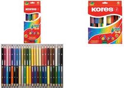 Kores Buntstifte ""DUO"", 24er Karton-Etui + GRATIS Spitzer inkl. Namensfeld, aus Lindenholz mit bruchsich
