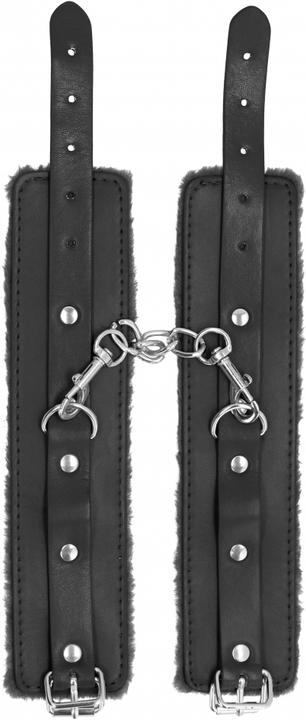 Actual product image Ouch! Plush Leather Handcuffs Black