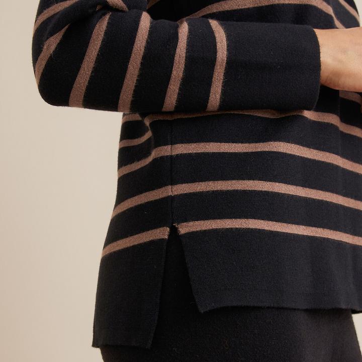 Produktbild Anne Weyburn Gestreifter Feinstrickpullover mit rundem Ausschnitt (50)