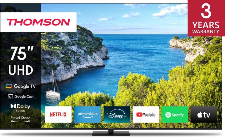 Actual product image Thomson TV 75 4k Smart UHD T2/C2s2 Google TV Frameless Piede (75", LED, 4K)