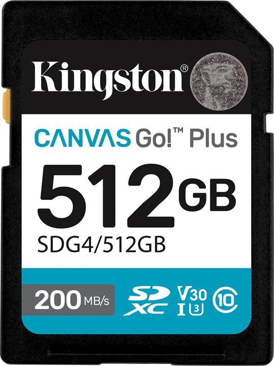 Immagine prodotto Kingston Card Canvas Go Plus SDG4 (512 GB, SDXC, U3, UHS-I)