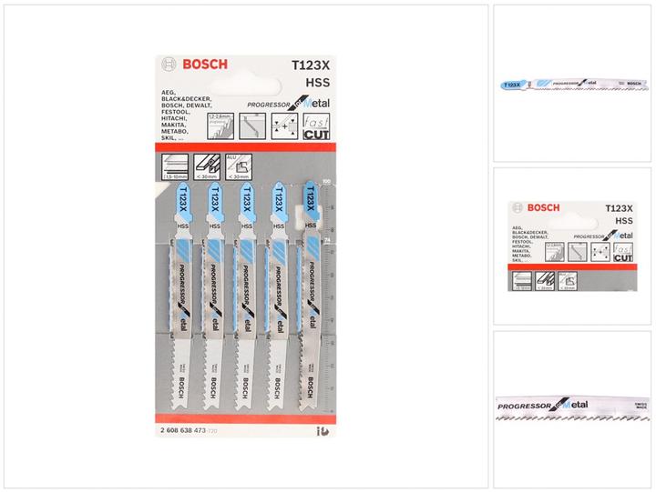 Immagine prodotto Bosch Professional Zubehör Lama per seghetto alternativo PRO Metal spessa e sottile T123XF, 100 mm, 5 pezzi.