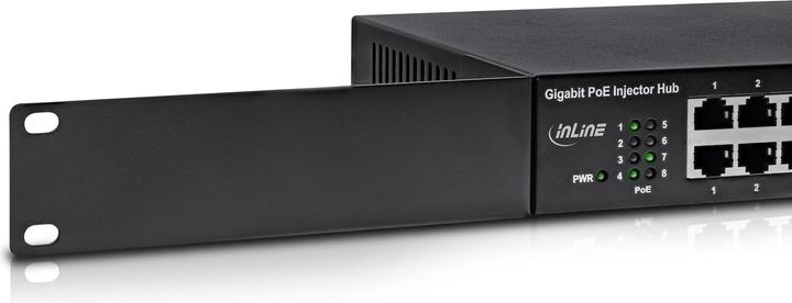 Produktbild InLine PoE+ Gigabit Injektor Hub 8 Port (8x PoE+) (802.3af (PoE), 802.3at (PoE+), 120 W)