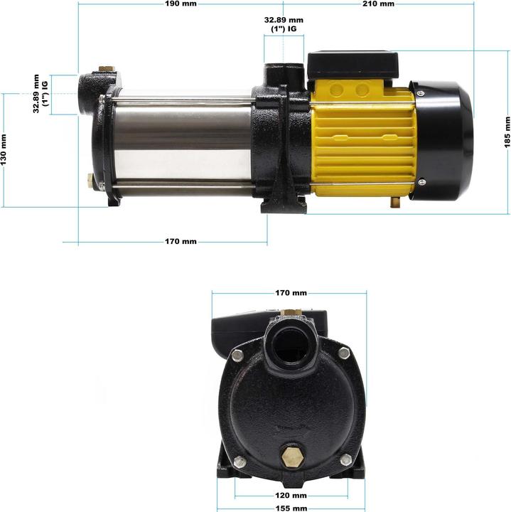 Actual product image Wiltec Multi-Stage Centrifugal Pump with 6000l/h, 550W and max. Discharge Head of 35m (Domestic water pump)