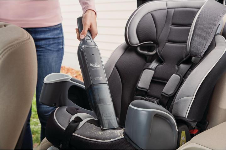 Actual product image Black & Decker 12 V / 2.0 Ah Dustbuster SLIM 24Wh, with integrated wide suction nozzle, charging cable, upholstery