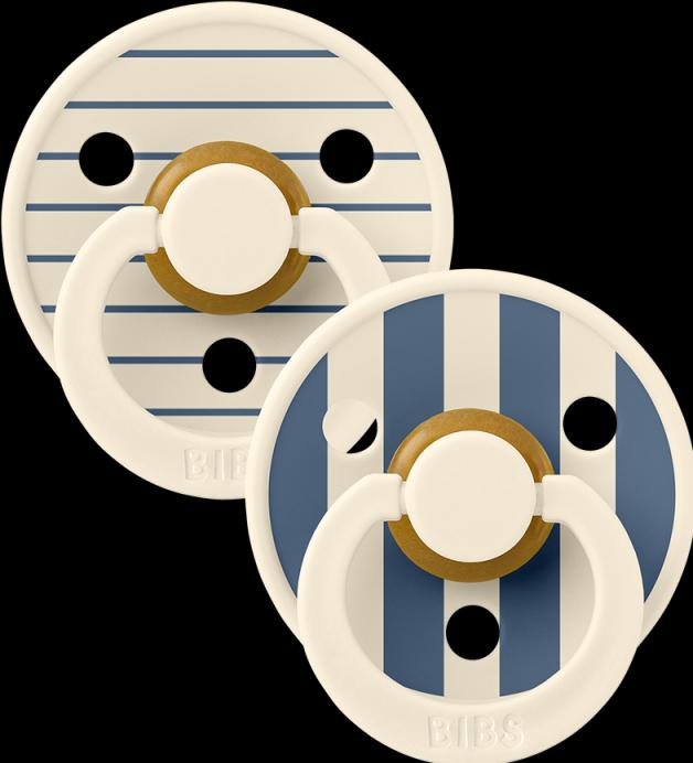 Produktbild Bibs Studio Nuggi Colour 2 PACK Latex Round 0-6m Pin Ivory Steel Blue Mix (2 x, bis 6 Monate)