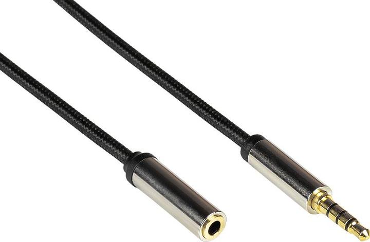 Produktbild Python Audio Verlängerungskabel High-Quality, 4-poliger 3,5mm Klinkenstecker an Klinkenbuchse, Textilmantel (1 m, Verlängerung)