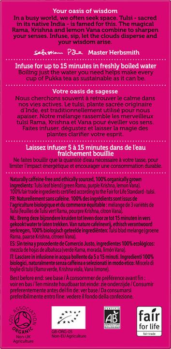 Valeurs nutritives et ingrédients Pukka Clarté Tulsi (36 g)