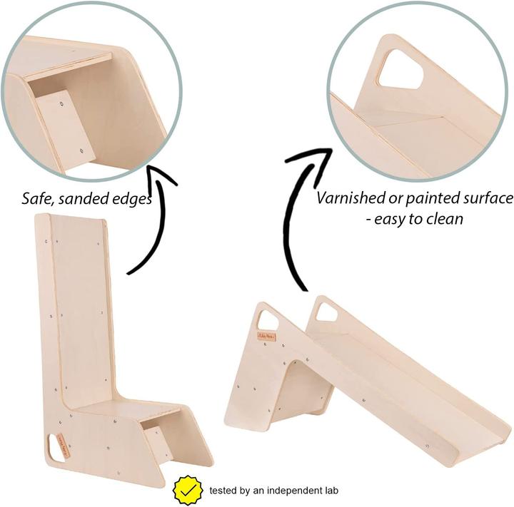 Actual product image KiddyMoon Children's Wooden Slide Large Grey