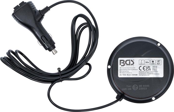Produktbild BGS Rundumkennleuchte | gelb | mit Magnet | 12 V / 24 V | Ø 130 mm