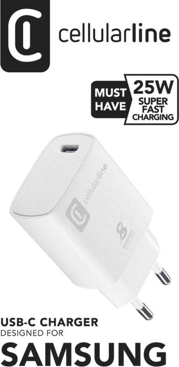 Actual product image Cellularline Travel charger 25W USB Type-C ACHSMUSBCPD25WSMLW Micropack for Samsung (25 W)