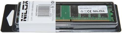 Produktbild Nilox 1 GB PC-3200 – Memory (PC/server, DDR 184-pin DIMM, 1 x 1 GB, Green) (1 x 1GB, 400 MHz, DDR-RAM, DIMM)