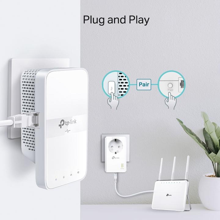 Immagine prodotto TP-Link AV1000 Kit Wi-Fi Powerline ac passante Gigabit TL-WPA7617 KIT con TL-PA7017P 10 (1200 Mbit/s)