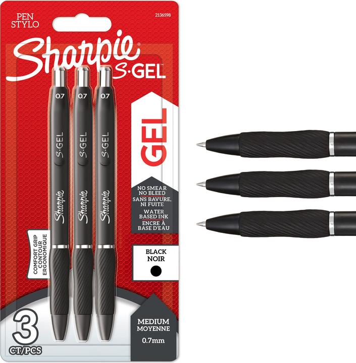 Actual product image Sharpie Gel pen 0.7 mm, black, 3 pieces (Black, 3 x)