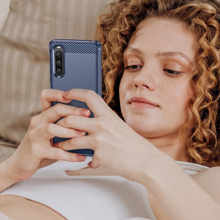 Produktbild König Design Hülle Handy Schutz für Sony Xperia 10 V Case Cover Etuis Bumper Carbon Schale (Sony Xperia 10 V)