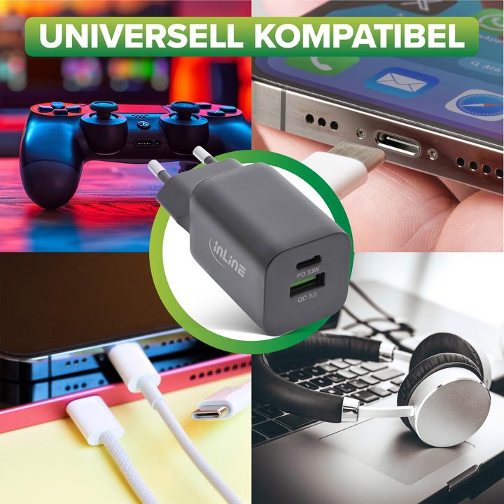 Produktbild InLine Power Delivery + Quick Charge USB Netzteil (33 W)