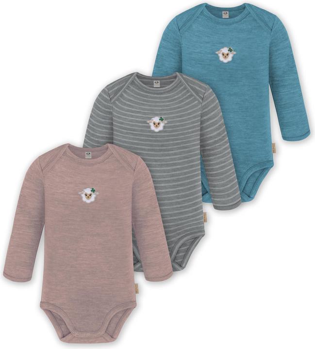 Normani 3er Pack Baby Merino Body Langarm „Auckland" - 9375